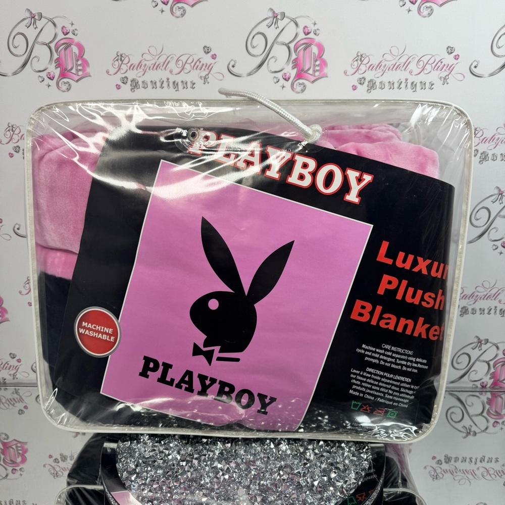 Playboy bunny blanket throw black Pink Luxury Plush Blanket furry fuzzy soft